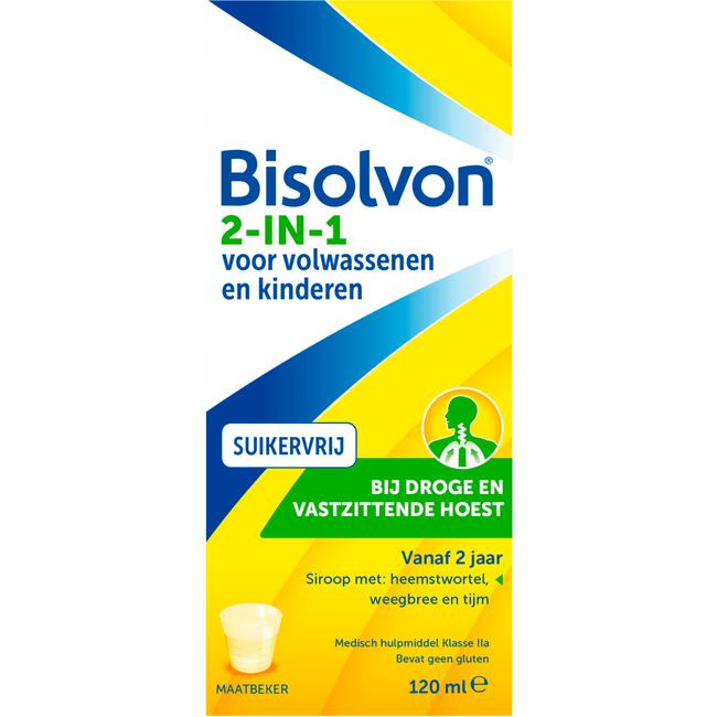 Bisolvon 2-in-1 Bij Droge En Vastzittende Hoest Suikervrij 120 ML