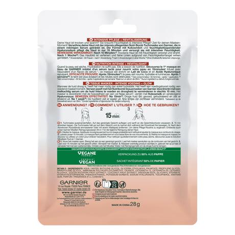 Garnier SkinActive Nutri Bomb Sheet Masker Kokosnoot