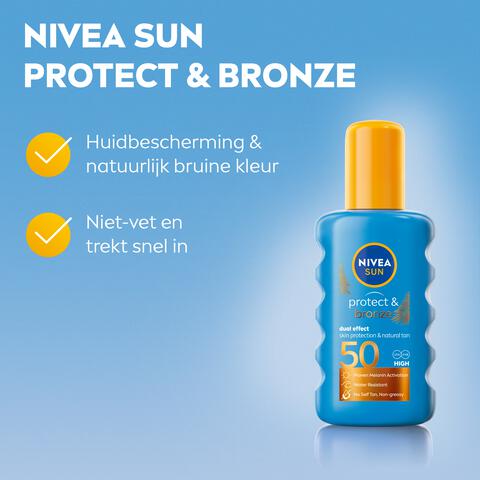 NIVEA SUN Zonnebrand Protect & Bronze Spray SPF 50 200 ML