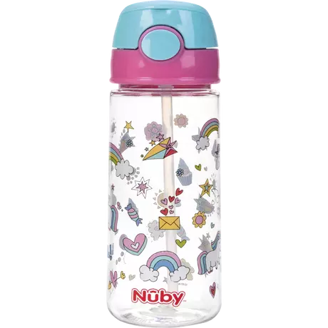 Nûby Beker Met Zacht Rietje en Drukknop Uit Tritan 3+ Jaar Roze 540 ML