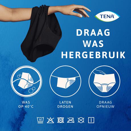 TENA WASBAAR ONDERGOED ZWART  XL