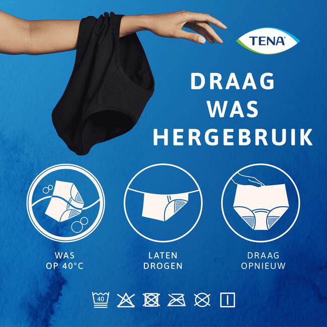 TENA WASBAAR ONDERGOED ZWART  XL