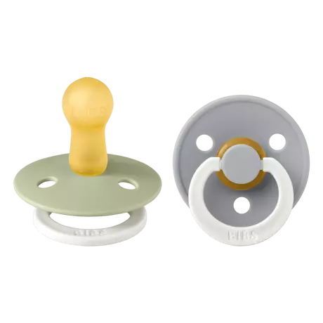 BIBS Glow In The Dark Fopspeen Rond Latex Maat 2 Sage/Cloud 2 stuks