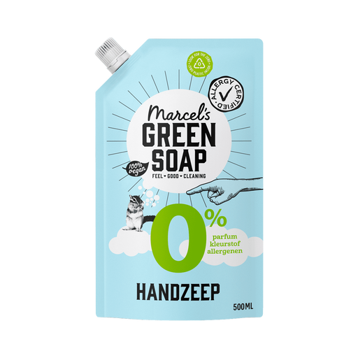 Marcel's Green Soap 0% Parfumvrij Handzeep Navulzak 500 ML