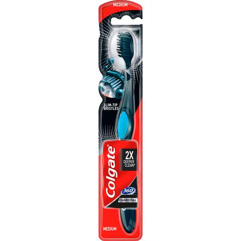 Colgate Charcoal 360 Black Medium Tandenborstel - 1 stuk