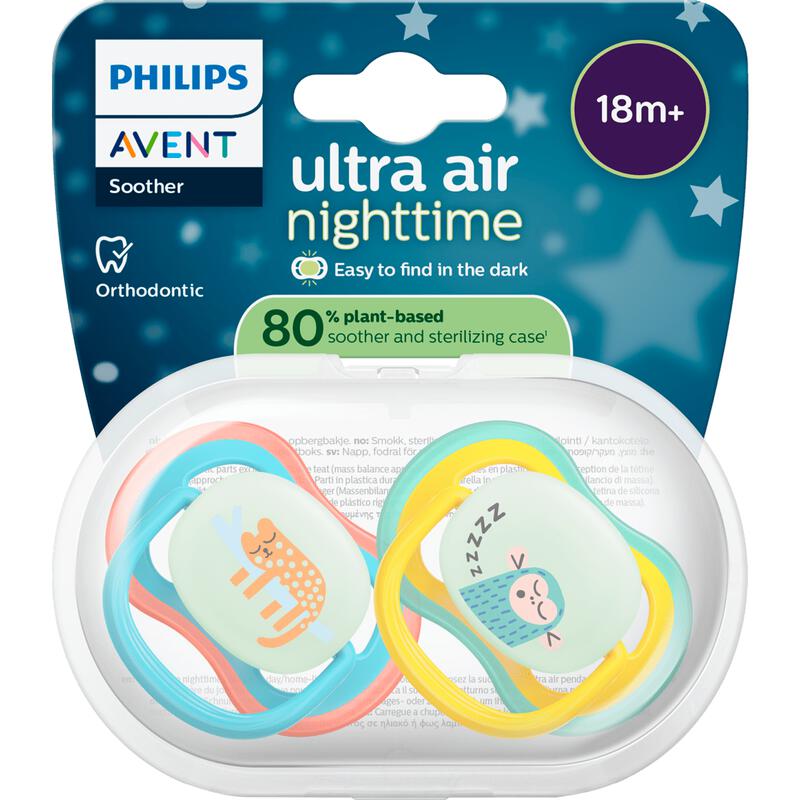 Philips Avent Fopspeen Ultra Air Night 18M+ SCF376/32 2 stuks