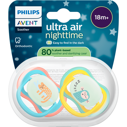 Philips Avent Fopspeen Ultra Air Night 18M+ SCF376/32 2 stuks