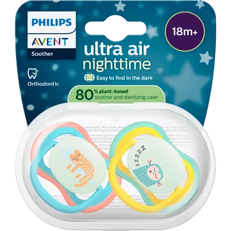 Philips Avent Fopspeen Ultra Air Night 18M+ SCF376/32 2 stuks