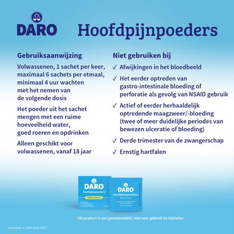 Daro Hoofdpijnpoeders 20 Sachets