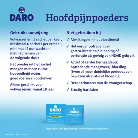 Daro Hoofdpijnpoeders Sachets 20 stuks