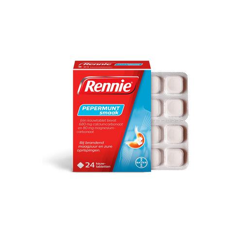 Rennie Pepermunt Kauwtabletten Bij Brandend Maagzuur 24 stuks