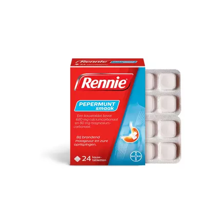 Rennie Pepermunt Kauwtabletten Bij Brandend Maagzuur 24 stuks