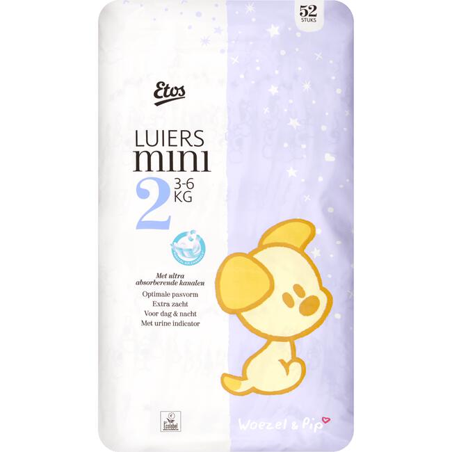 Etos Woezel & Pip Luiers Mini Maat 2 3-6 kg 52 stuks