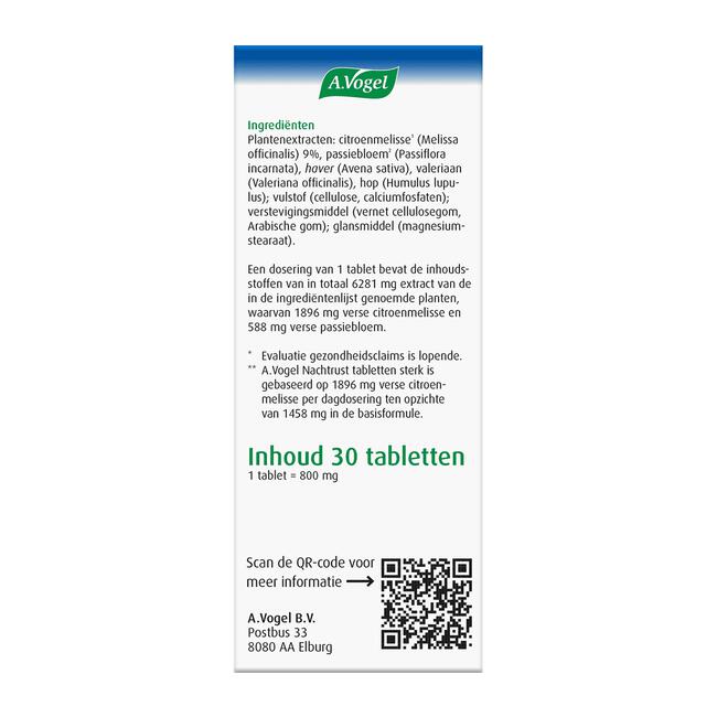 A.Vogel Nachtrust Sterk 30 Tabletten