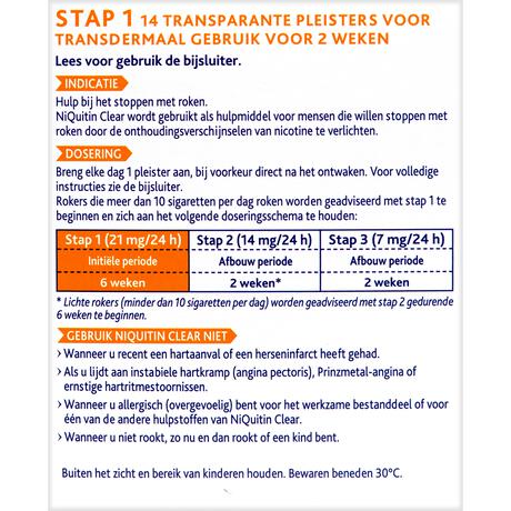 NiQuitin Clear Pleisters 21 mg Stoppen met roken