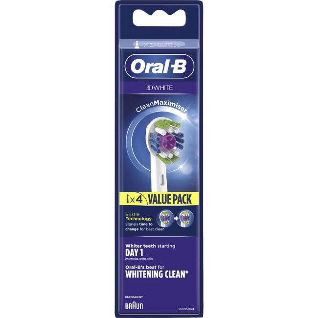 Oral-B 3D White Opzetborstels Wit 4 Stuks