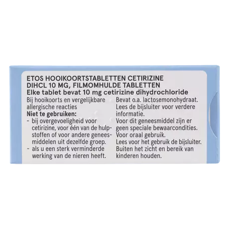 Etos Hooikoortstabletten Cetirizine diHCI 10 MG 10 stuks
