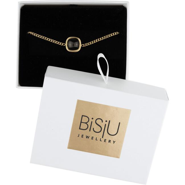 BiSjU Jewellery Armband met Zwarte Natuursteen Gold Plated