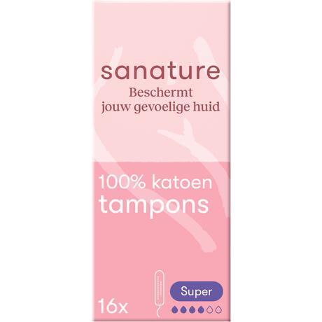 Sanature 100% Katoenen Tampons Super 16 stuks