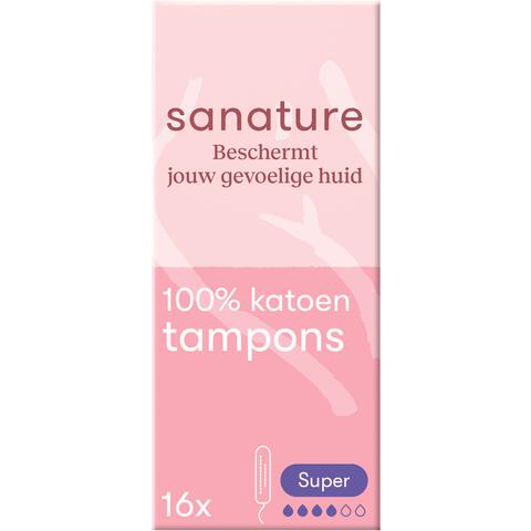 Sanature 100% Katoenen Tampons Super 16 stuks