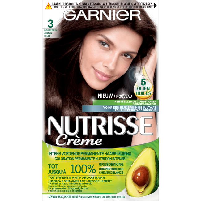 Garnier Nutrisse Crème Permanente Haarverf 3 Donkerbruin