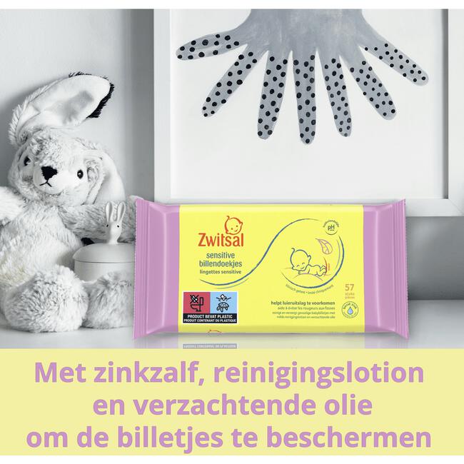 Zwitsal  Sensitive Billendoekjes Voordeelverpakking 15 x 57 Billendoekjes
