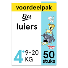 Etos Woezel & Pip Luiers Maxi Plus Voordeelpak Maat 4+ 9-20 kg 50 stuks