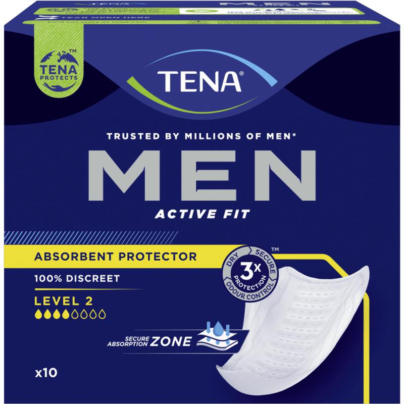 TENA Men Active Fit Absorbant Protector Level 2 Incontinentieverband 10 stuks