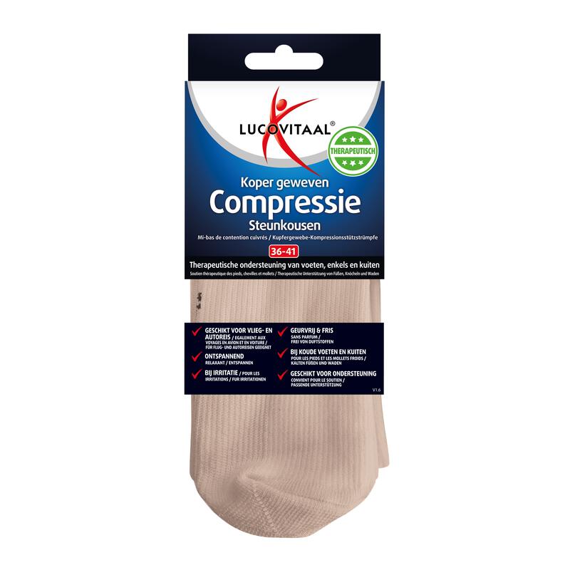 Lucovitaal Koper Geweven Compressie Steunkousen Beige 36-41 1 paar