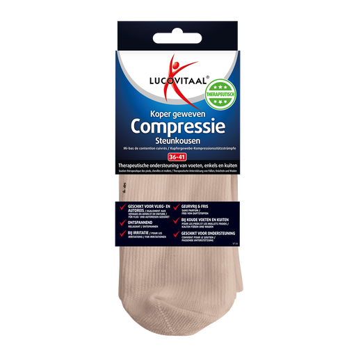 Lucovitaal Koper Geweven Compressie Steunkousen Beige 36-41 1 paar