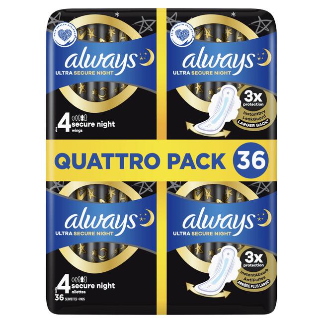 Always Ultra Maandverband Secure Night Met Vleugels 36 stuks