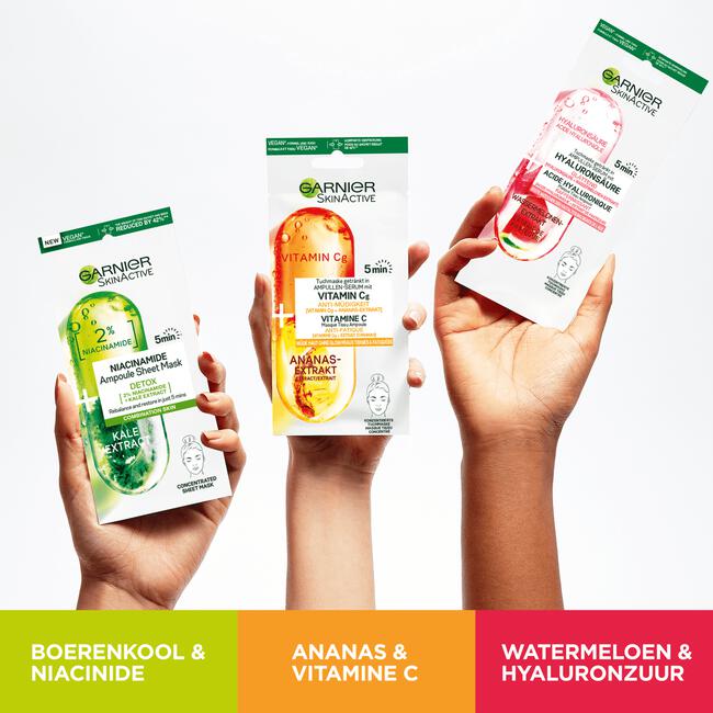 Garnier SkinActive Ampul Sheet Masker Met Boerenkool & Niacinamide