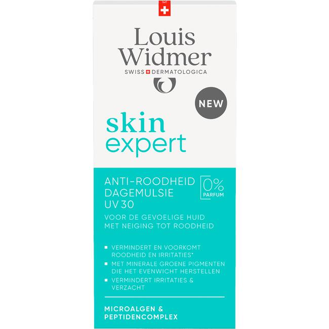 Louis Widmer Skinexpert Anti-Roodheid Dagemulsie UV SPF 30 Zonder Parfum 50 ML