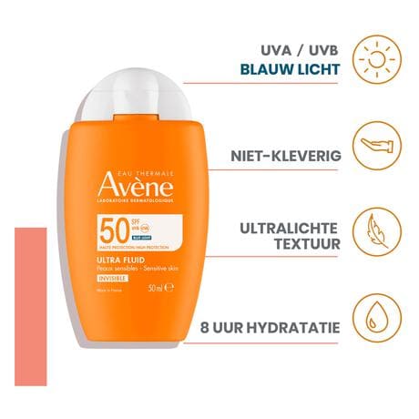 Avène Ultra Fluid Invisible Zonnebrand Gezicht SPF50 50 ML