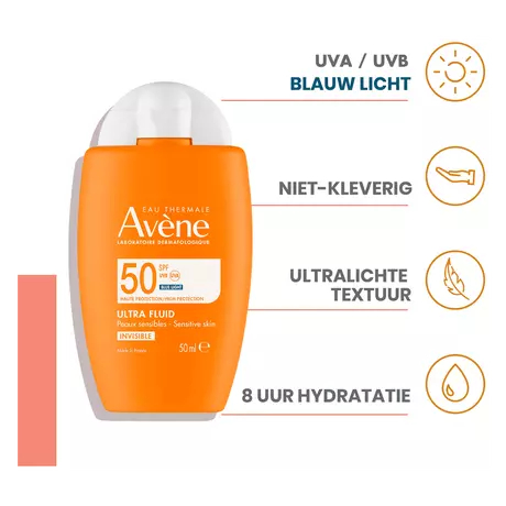 Avène Ultra Fluid Invisible Zonnebrand Gezicht SPF50 50 ML