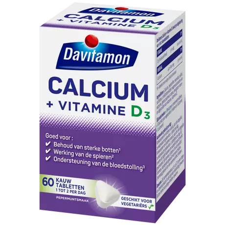 Davitamon Calcium met Vitamine D3 Mint Kauwtabletten 60 stuks