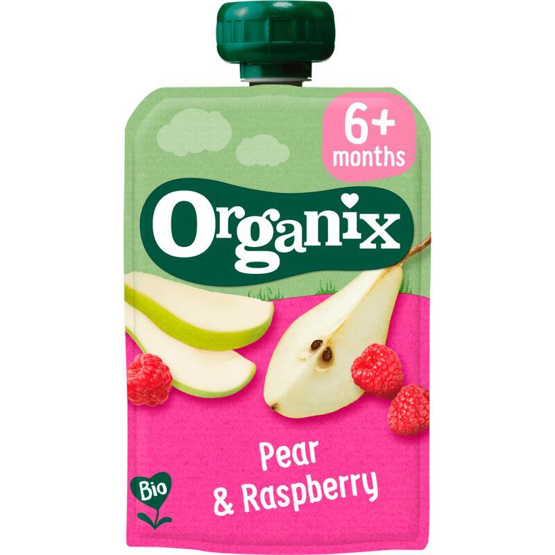 Organix Bio Knijpfruit Peer Framboos 6+ Maanden 100 gram