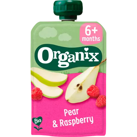 Organix Bio Knijpfruit Peer Framboos 6+ Maanden 100 gram