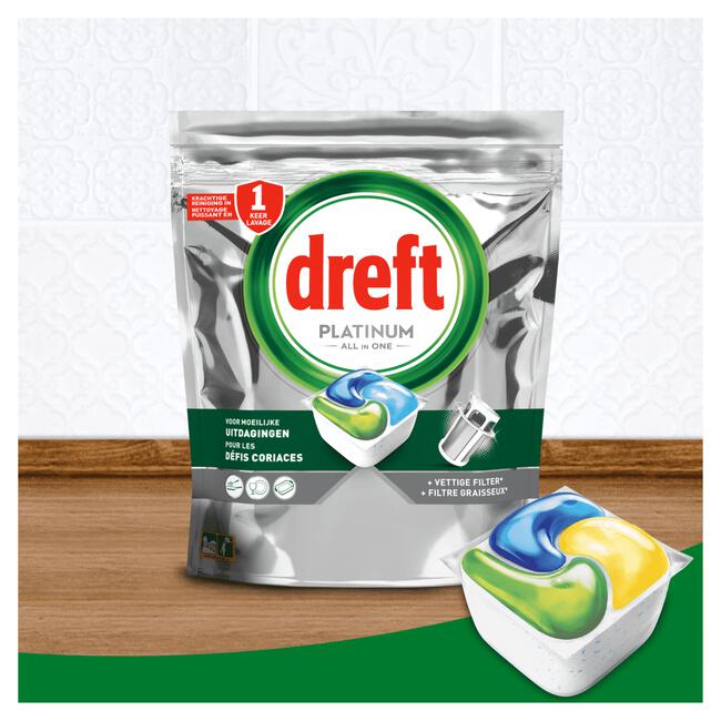 Dreft Platinum All in One Vaatwascapsules Citroen 66 Stuks