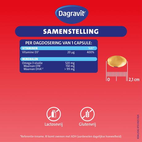 Dagravit Vitaal 50+ Vitamine D + Omega-3 Visolie 90 capsules