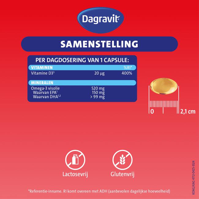 Dagravit Vitaal 50+ Vitamine D + Omega-3 Visolie 90 capsules