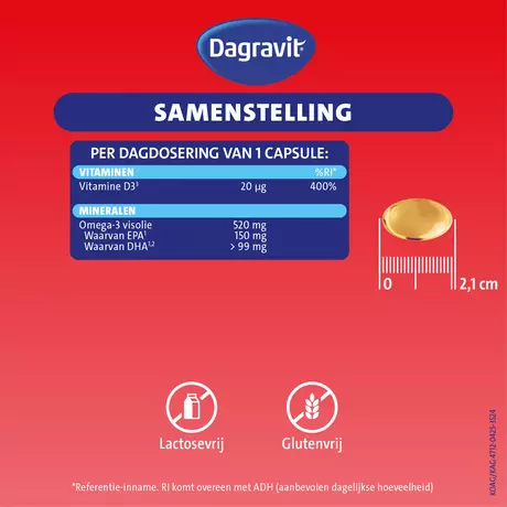 Dagravit Vitamine D3 Fit 50+ met Omega 3 en Visolie Capsules 90 stuks