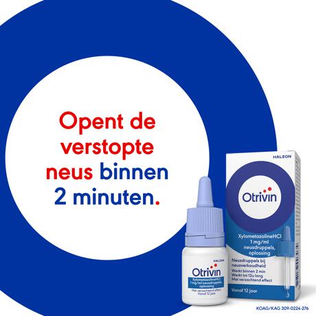 Otrivin Xylometazoline HCI 1 mg/ml Neusdruppels bij een Verstopte Neus 10 ML