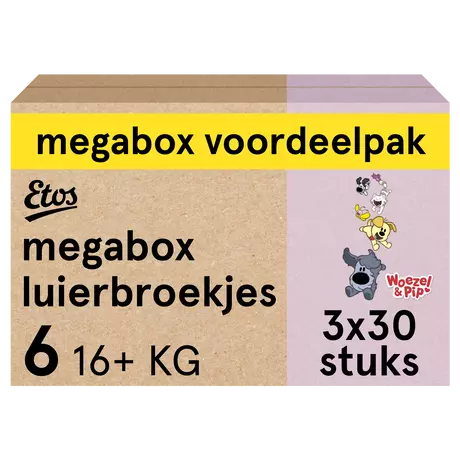 Etos Woezel & Pip Luierbroekjes Extra Large Maat 6 16+ kg Megabox 3x30 stuks
