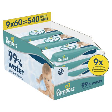 Pampers 99% Water Billendoekjes 9x60 stuks