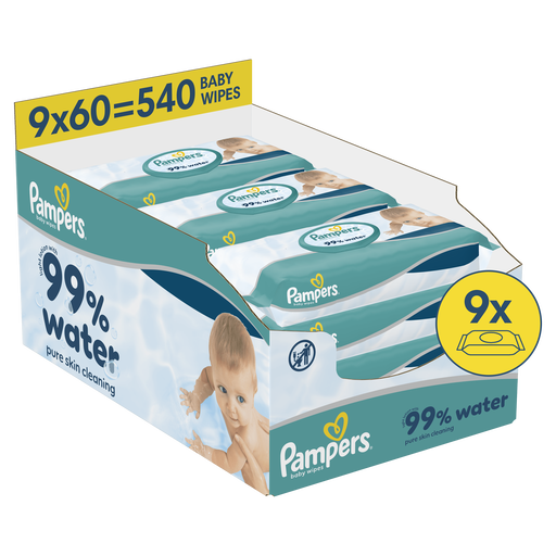 Pampers 99% Water Billendoekjes 9x60 stuks