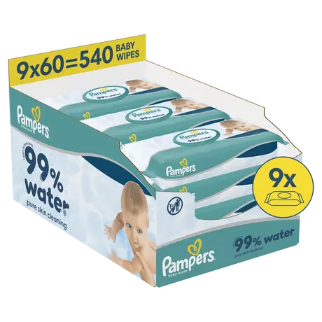 Pampers 99% Water Billendoekjes 9x60 stuks