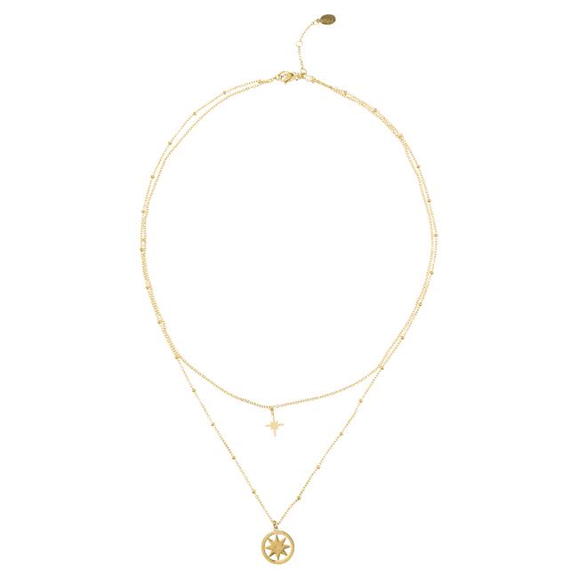 BiSjU Jewellery Ketting Platte Schakel Gold Plated Stainless Steel