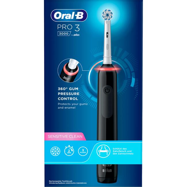 Oral-B Pro 3 3000 Zwarte Elektrische Tandenborstel Braun 1 EA | Etos