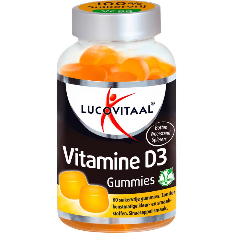 Lucovitaal Vitamine D3 Suikervrije Gummies Sinaasappel 60 stuks